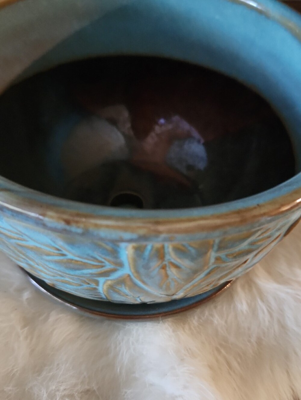 Blue Leaf-Pattern Planter - Picture 6 of 7